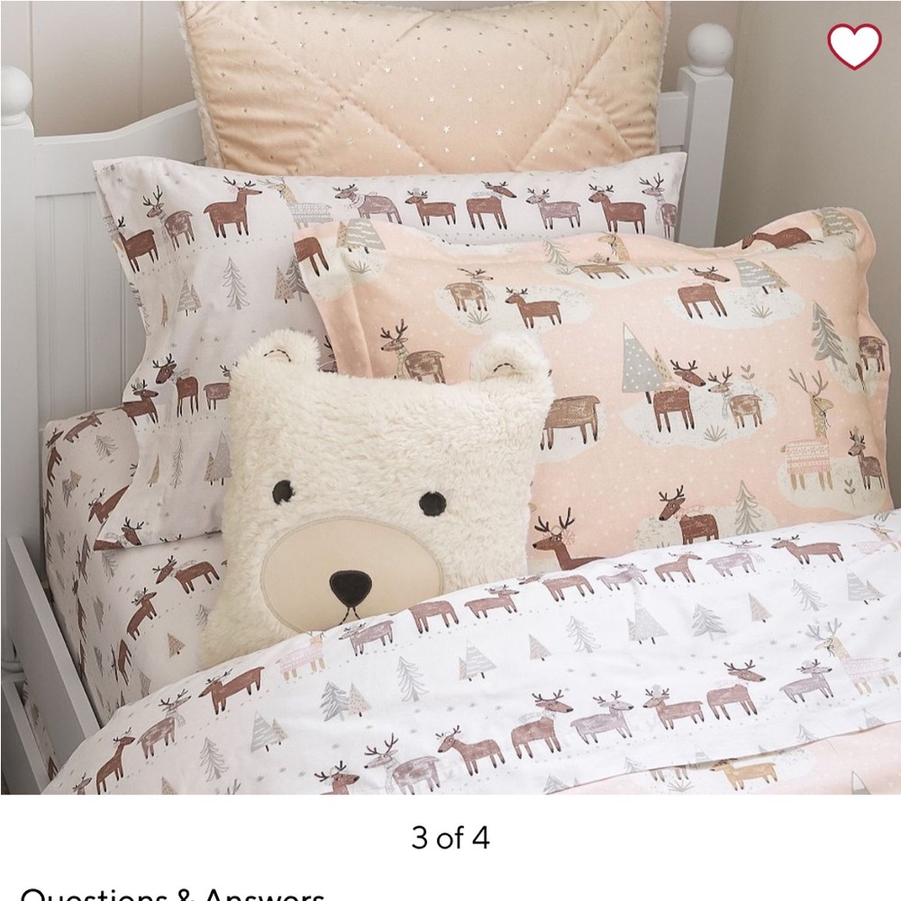 Pottery Barn Kids winter Pink blush Reindeer Duvet Cover and sham organic cotton - Picture 4 of 10